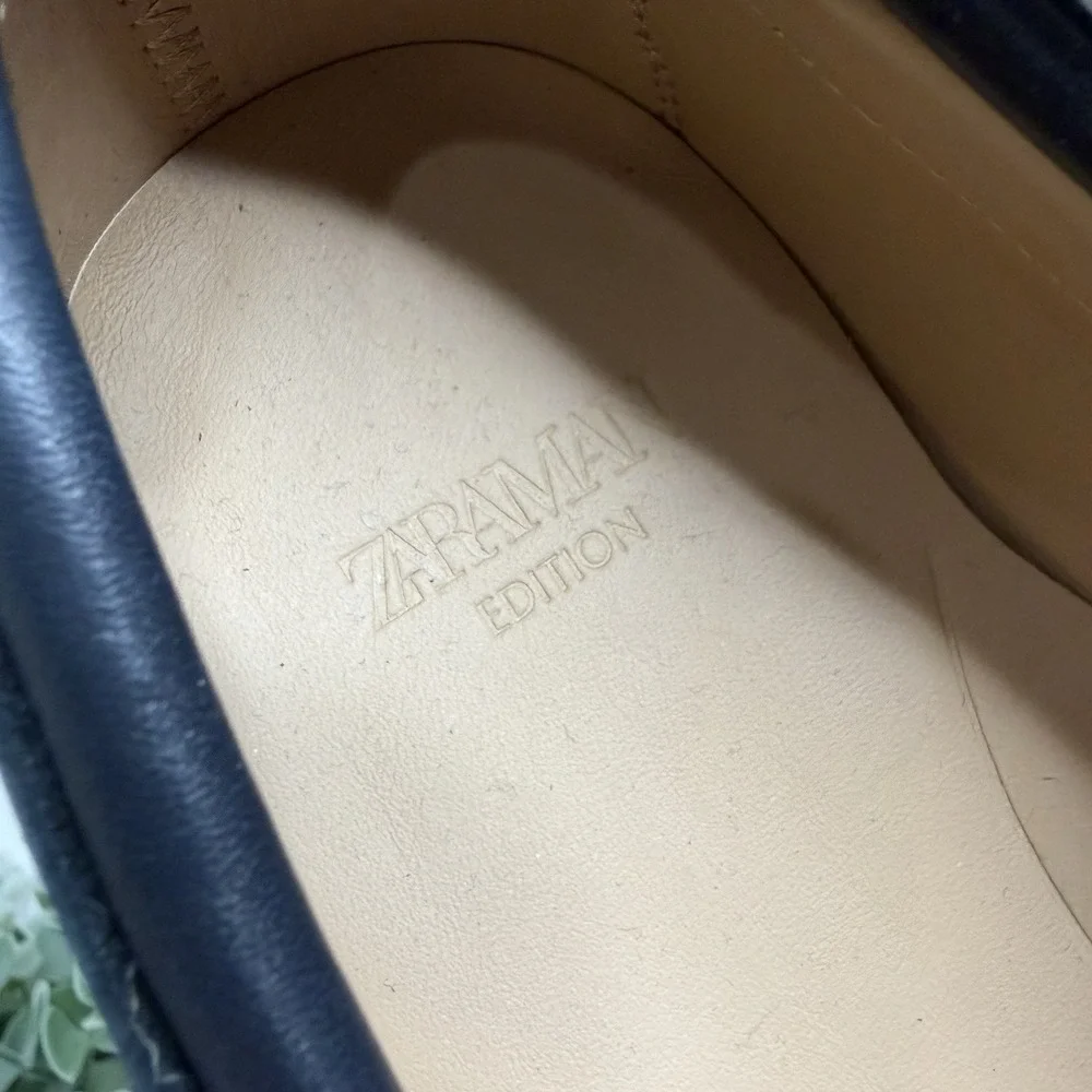 Zara Man Leather Deck Shoes Limited Edition White Navy US 11‎ EU 44 NWT Casual
